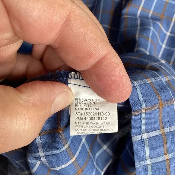 Mens Ely Cattleman Short sleeved pearl snap plaid western shirt XL - Picture 4 of 6